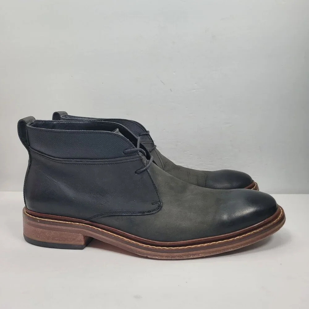 Cole Haan Colton Men's Black & Grey Leather Chukka Boots C20111 US Size 9.5M - Picture 1 of 8